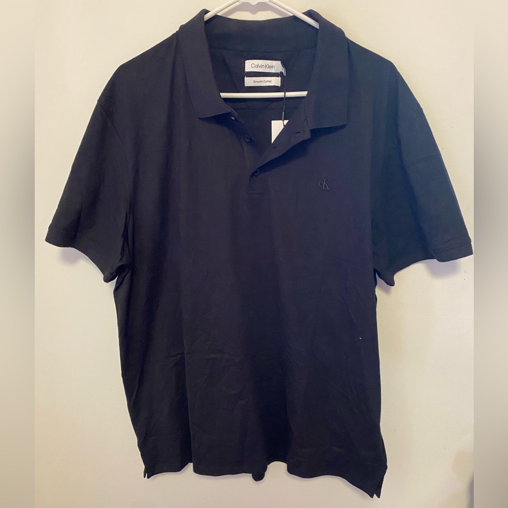 Calvin Klein Cotton Monogram Logo Polo Shirt - Picture 2 of 9